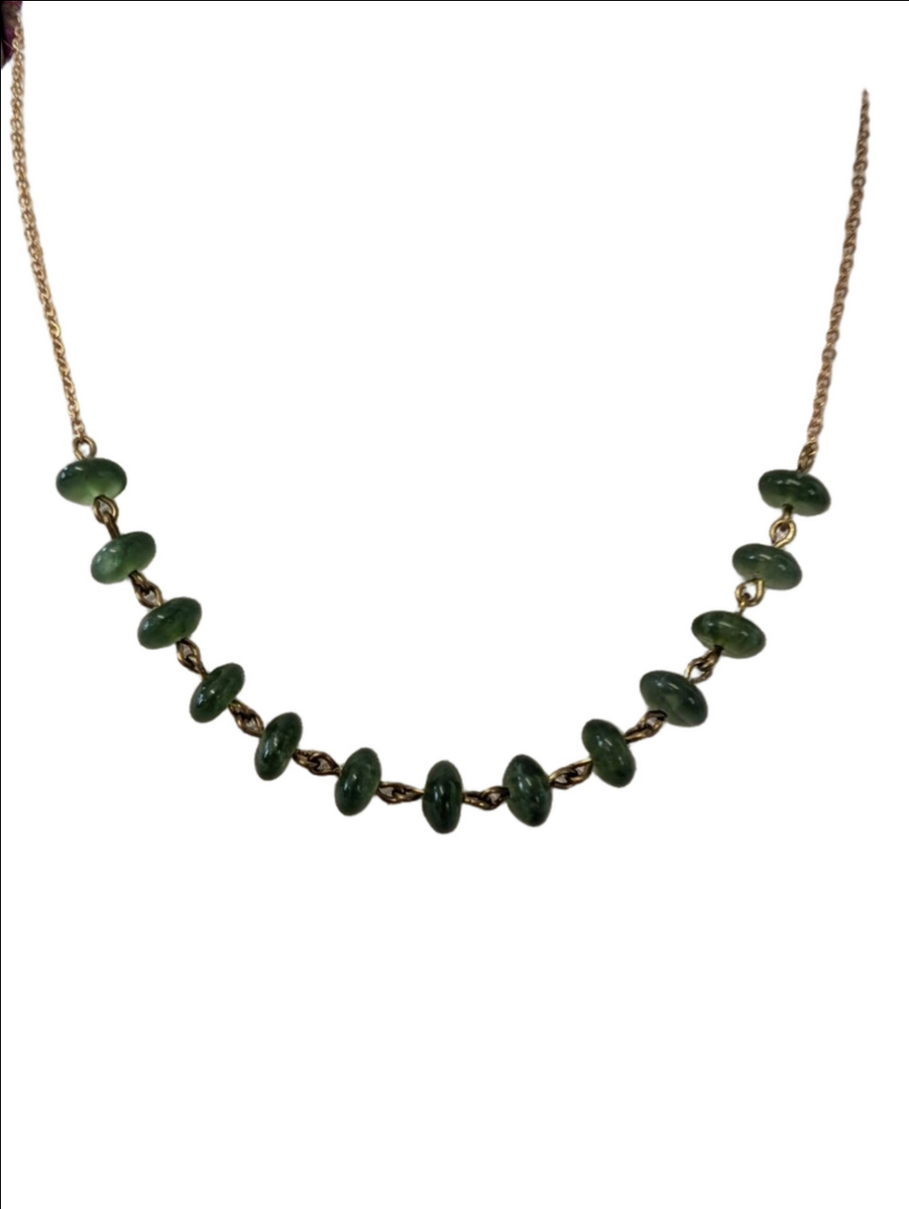 Jade Stone Necklace Natural Stone Hand Crafted By An Artist Gold Plate Chain